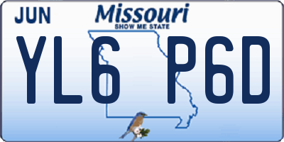 MO license plate YL6P6D