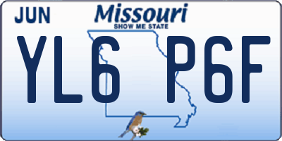 MO license plate YL6P6F