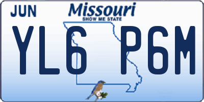MO license plate YL6P6M