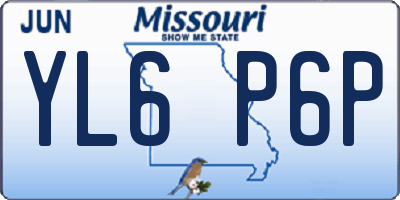 MO license plate YL6P6P