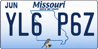 MO license plate YL6P6Z