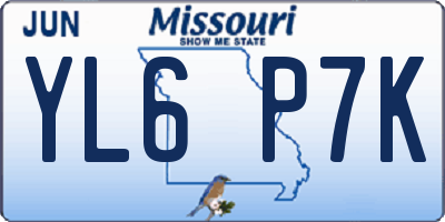 MO license plate YL6P7K