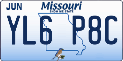 MO license plate YL6P8C