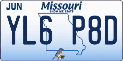MO license plate YL6P8D