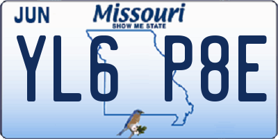 MO license plate YL6P8E