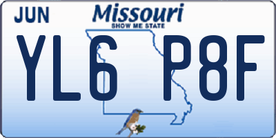 MO license plate YL6P8F