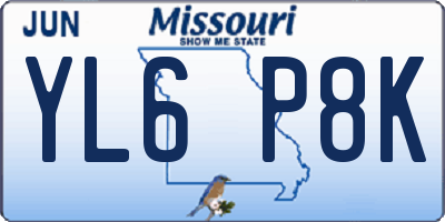 MO license plate YL6P8K