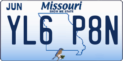 MO license plate YL6P8N