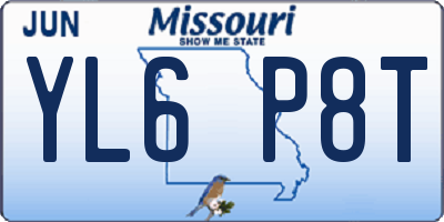 MO license plate YL6P8T