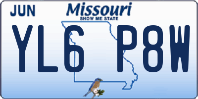 MO license plate YL6P8W