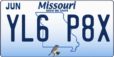 MO license plate YL6P8X