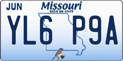 MO license plate YL6P9A