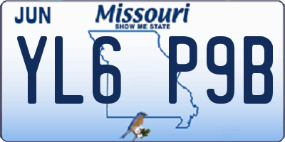 MO license plate YL6P9B