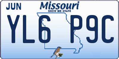 MO license plate YL6P9C