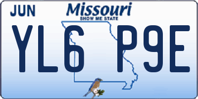 MO license plate YL6P9E