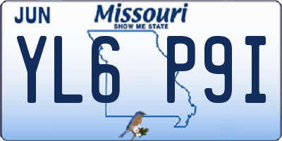MO license plate YL6P9I