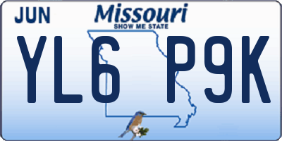 MO license plate YL6P9K