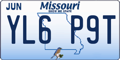 MO license plate YL6P9T