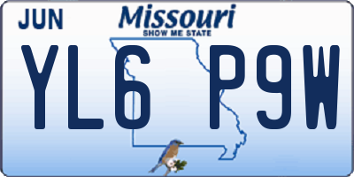 MO license plate YL6P9W