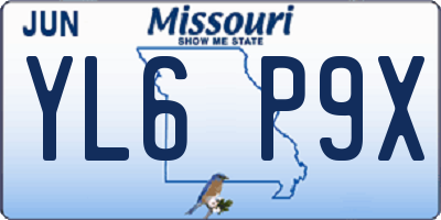 MO license plate YL6P9X