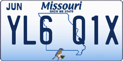 MO license plate YL6Q1X