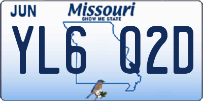 MO license plate YL6Q2D