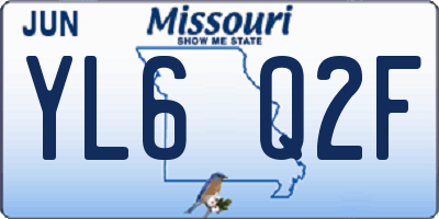 MO license plate YL6Q2F