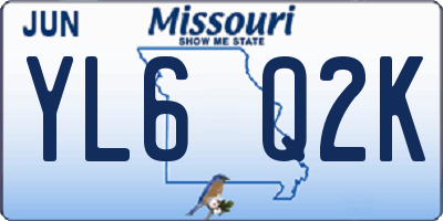 MO license plate YL6Q2K