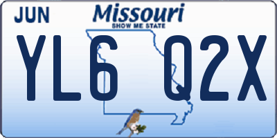 MO license plate YL6Q2X