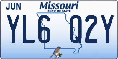 MO license plate YL6Q2Y