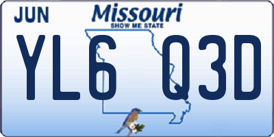 MO license plate YL6Q3D