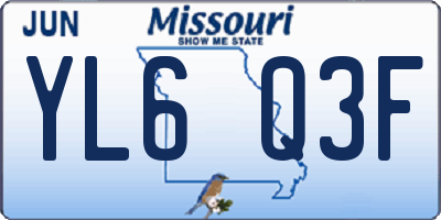 MO license plate YL6Q3F