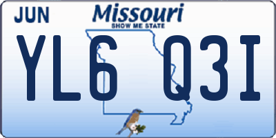 MO license plate YL6Q3I