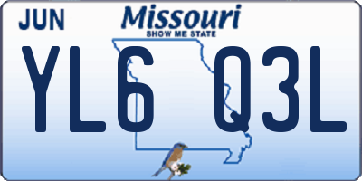 MO license plate YL6Q3L