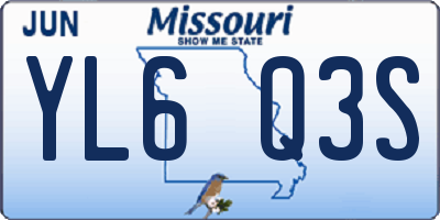 MO license plate YL6Q3S