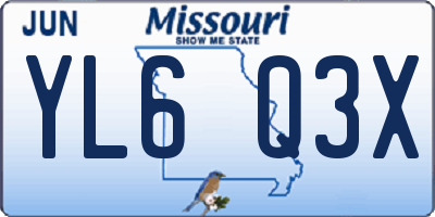 MO license plate YL6Q3X