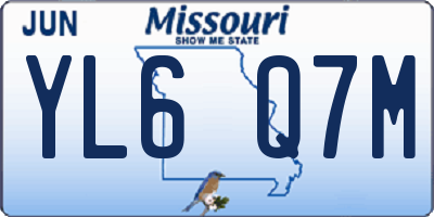 MO license plate YL6Q7M