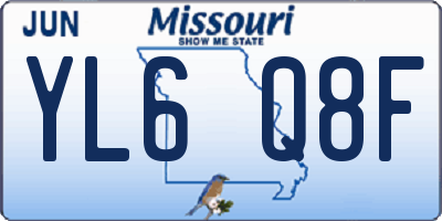 MO license plate YL6Q8F