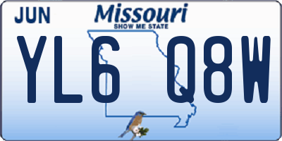 MO license plate YL6Q8W