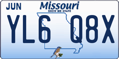 MO license plate YL6Q8X
