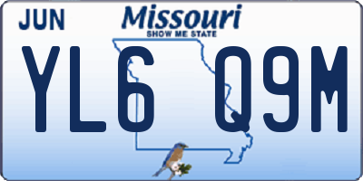 MO license plate YL6Q9M