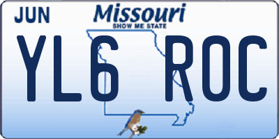 MO license plate YL6R0C