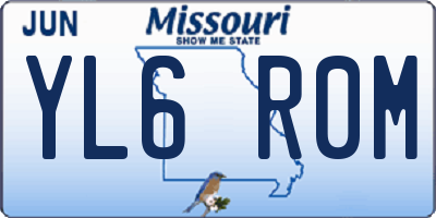 MO license plate YL6R0M