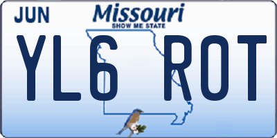 MO license plate YL6R0T