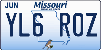 MO license plate YL6R0Z