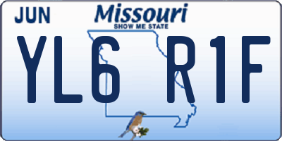 MO license plate YL6R1F