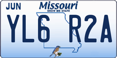 MO license plate YL6R2A