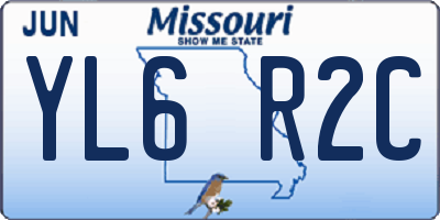 MO license plate YL6R2C