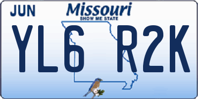 MO license plate YL6R2K
