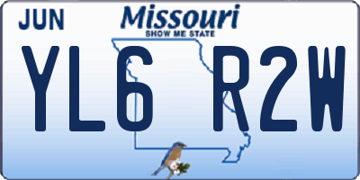 MO license plate YL6R2W